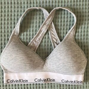 Calvin Klein Women's Modern Cotton Lightly Lined Wireless Bralette Grey Heather